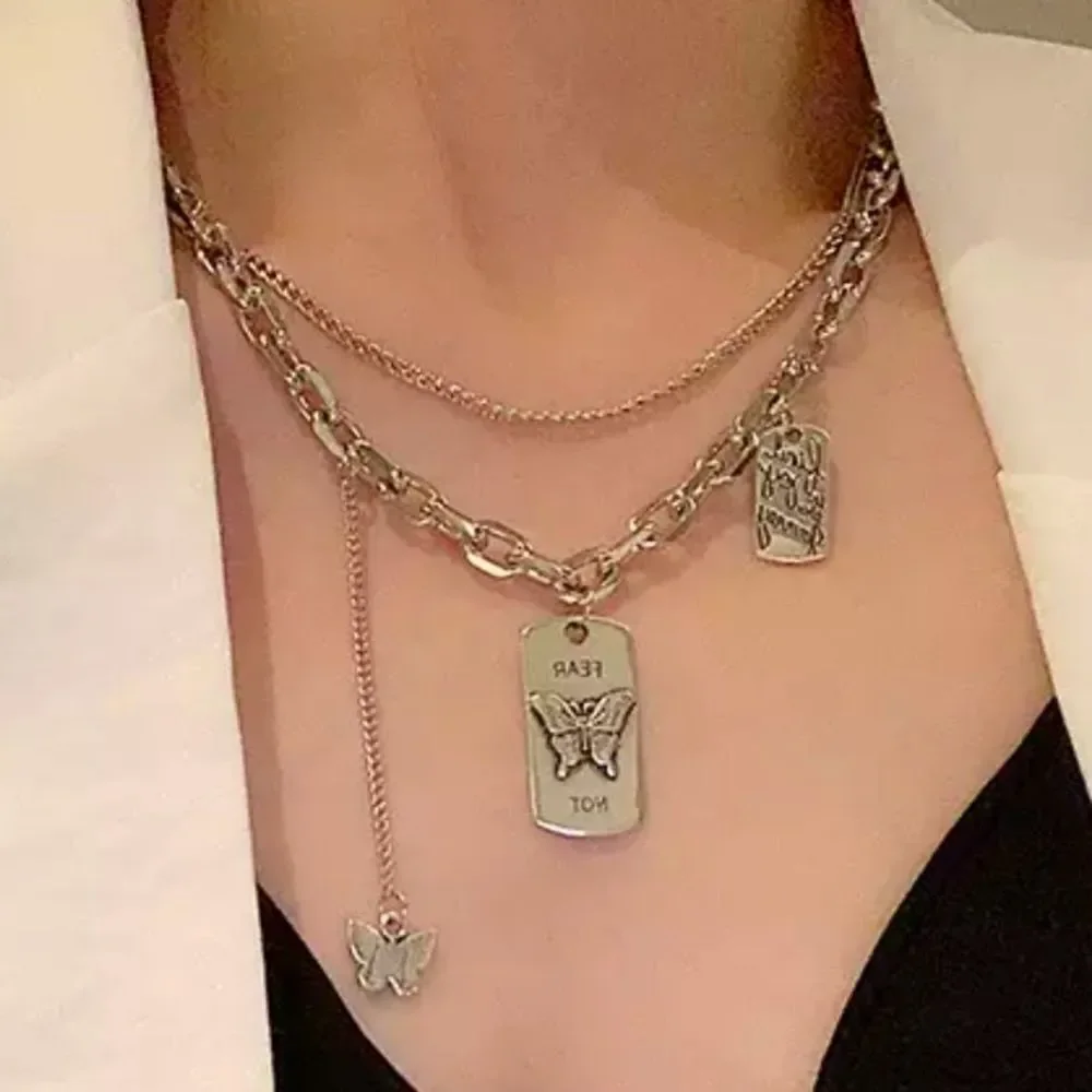 Silver Multi Layer Inspiring Butterfly Charm Necklace  NWT